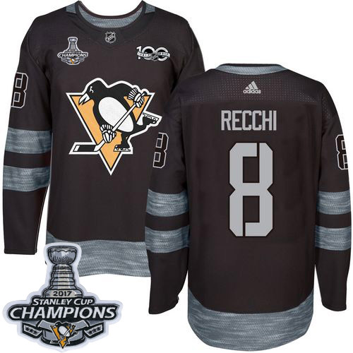 Adidas Penguins #8 Mark Recchi Black 1917-100th Anniversary Stanley Cup Finals Champions Stitched NHL Jersey - Click Image to Close